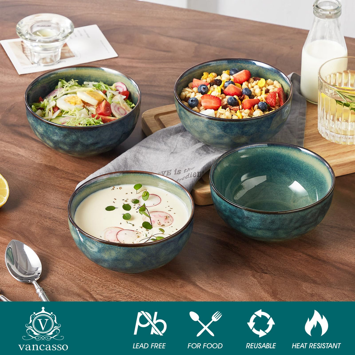 Ceramic Green Bowls Set of 4 V18442