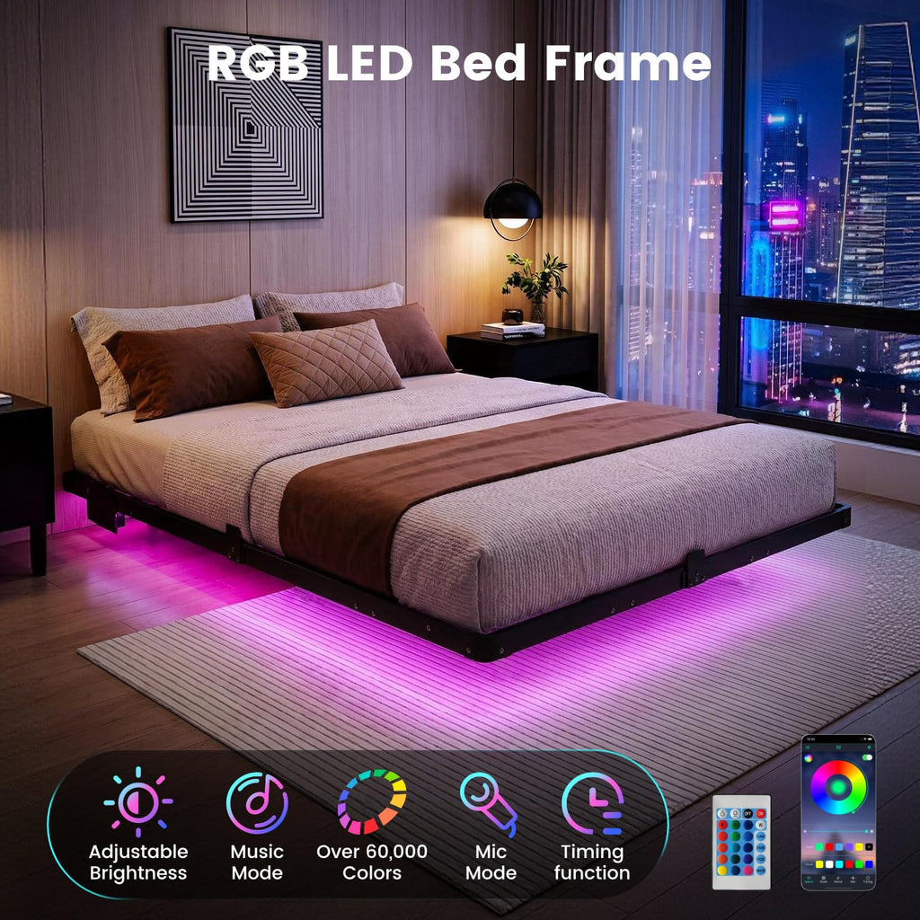 Full Floating Bed Frame with LED Lights X972