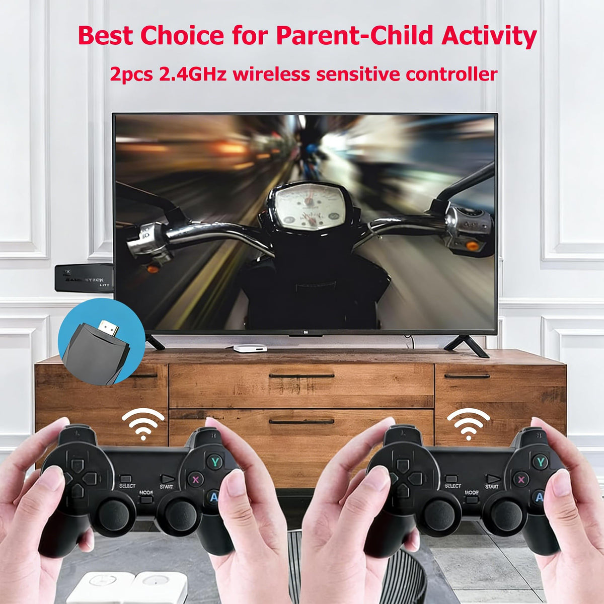 Wireless Retro Game Console 128G Plug & Play Video Game Stick with 2.4G Wireless Controller O976