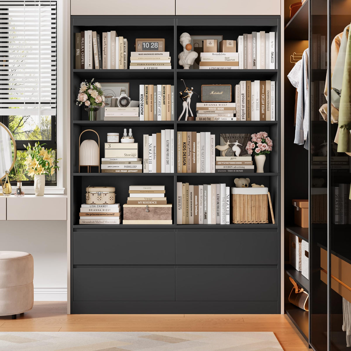 Black 4 Drawer Bookshelf F463589