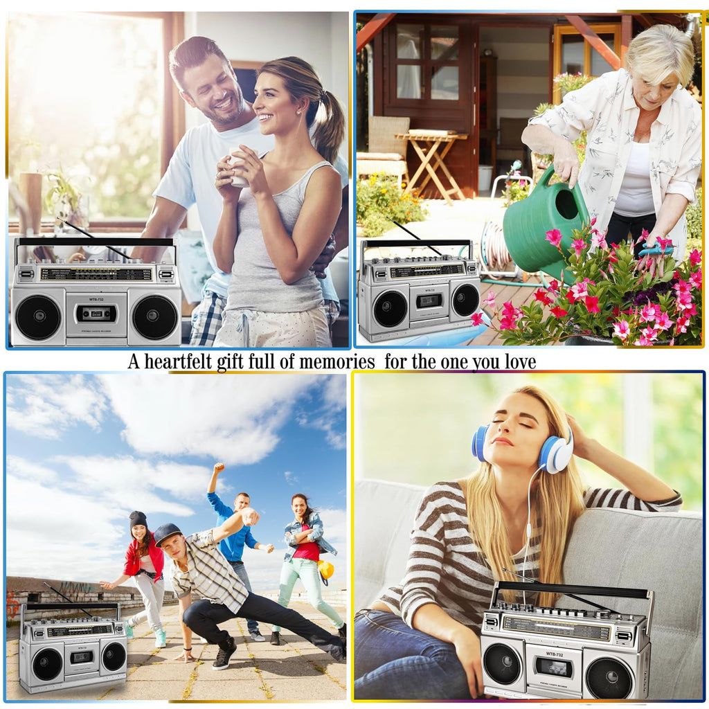 Portable Boombox with Cassette Player Recorder R575