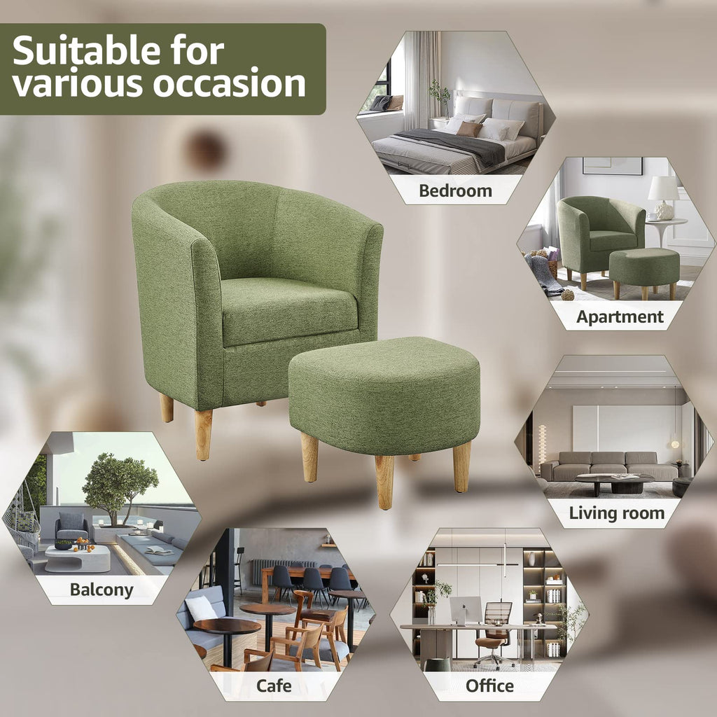 Green Accent Chair with Ottoman T77996