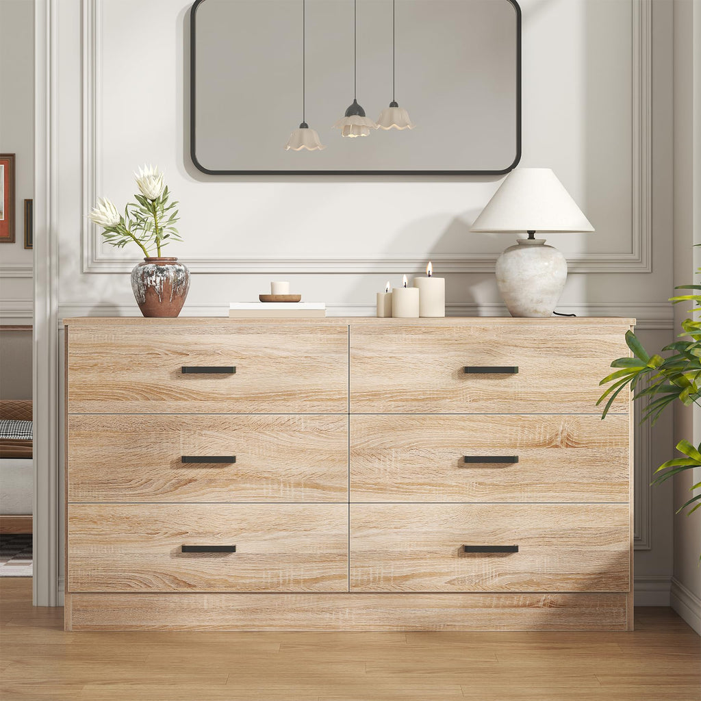 Light Oak 6 Drawer Dresser B1446