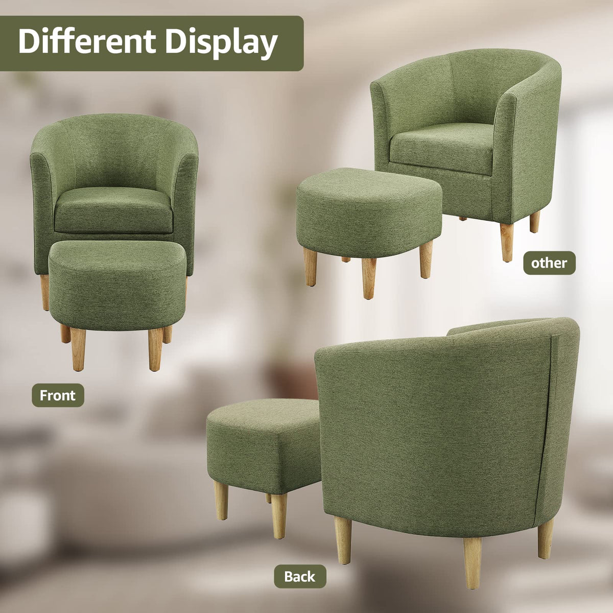 Green Accent Chair with Ottoman T77996