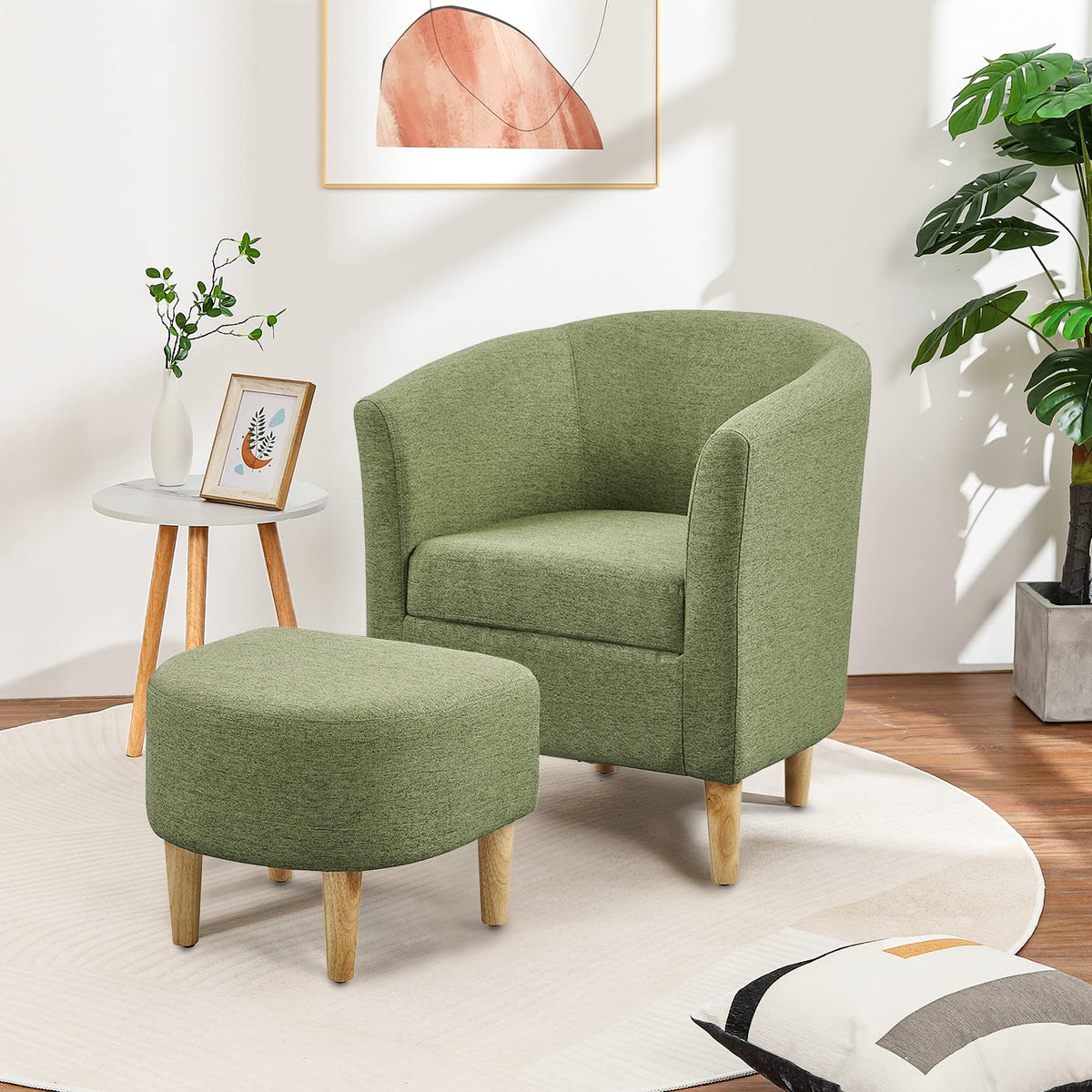 Green Accent Chair with Ottoman T77996