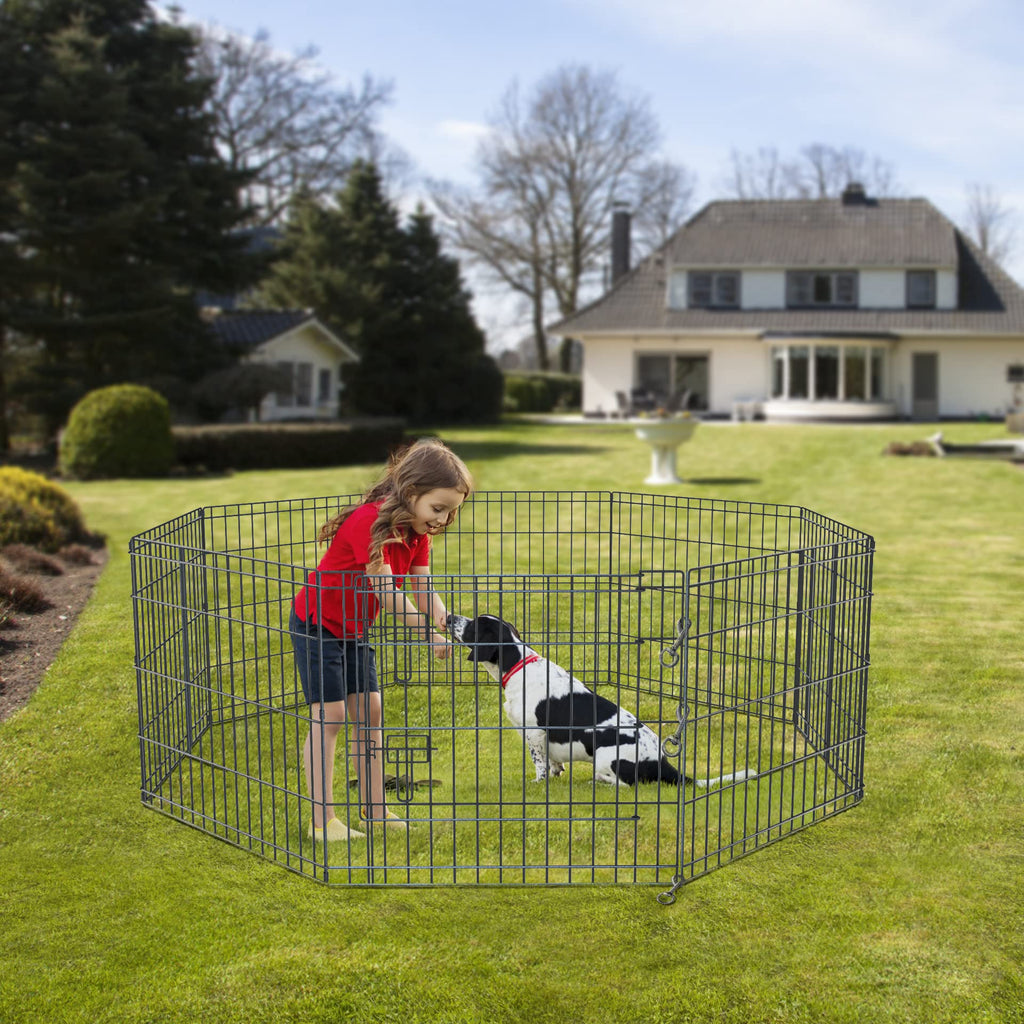 Foldable Metal Dog Playpen 8 Panels 36 Inch B813727