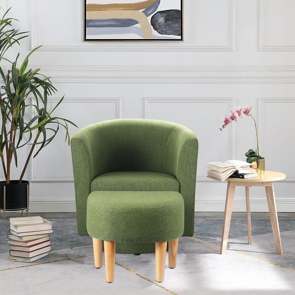 Green Accent Chair with Ottoman T77996