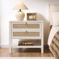 White Rattan Nightstand with 2 Drawers T25954