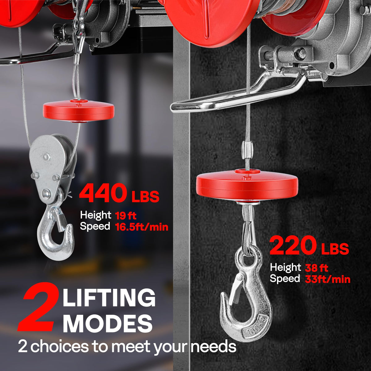 110V 440 Lbs Electric Hoist with Remote Control M10528