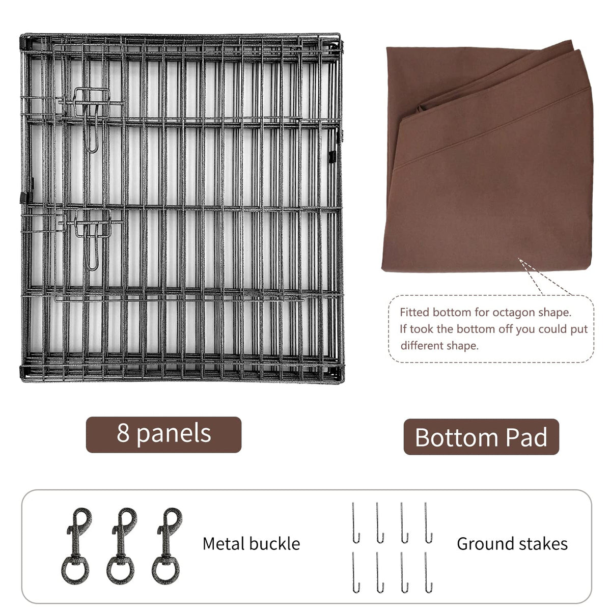Foldable Metal Dog Playpen 8 Panels 36 Inch B813727
