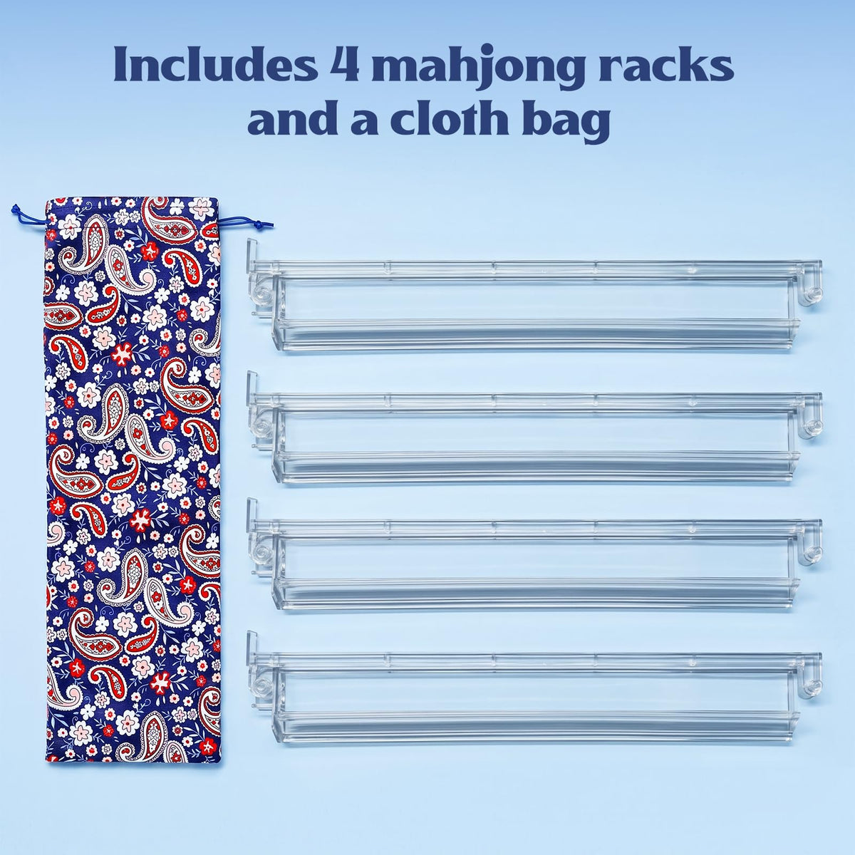 Clear Mahjong Racks with Pushers, 4-Pack F280178