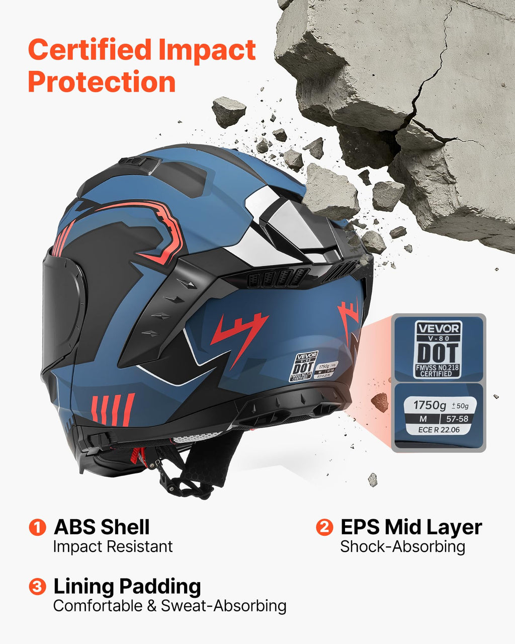 DOT Approved Adult Motocross Helmet with Clear Visor V315591