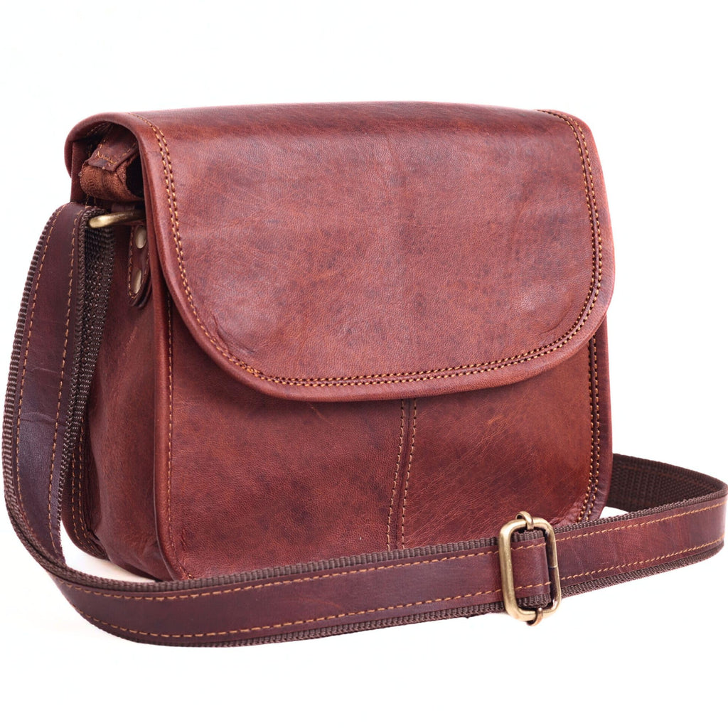 Brown Leather Crossbody Purse W64075