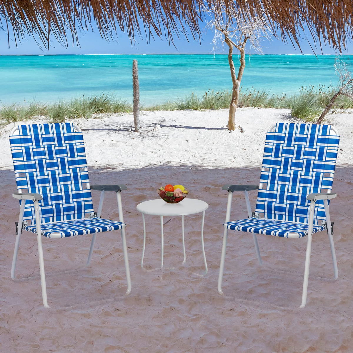 Webbed Folding Chairs Set of 2 V640092