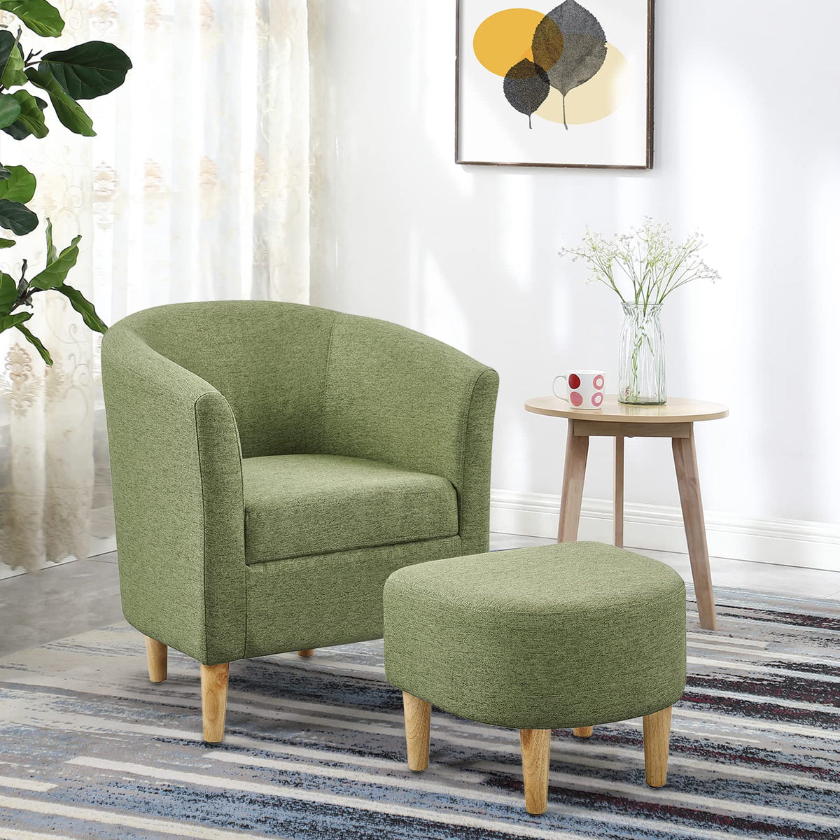 Green Accent Chair with Ottoman T77996