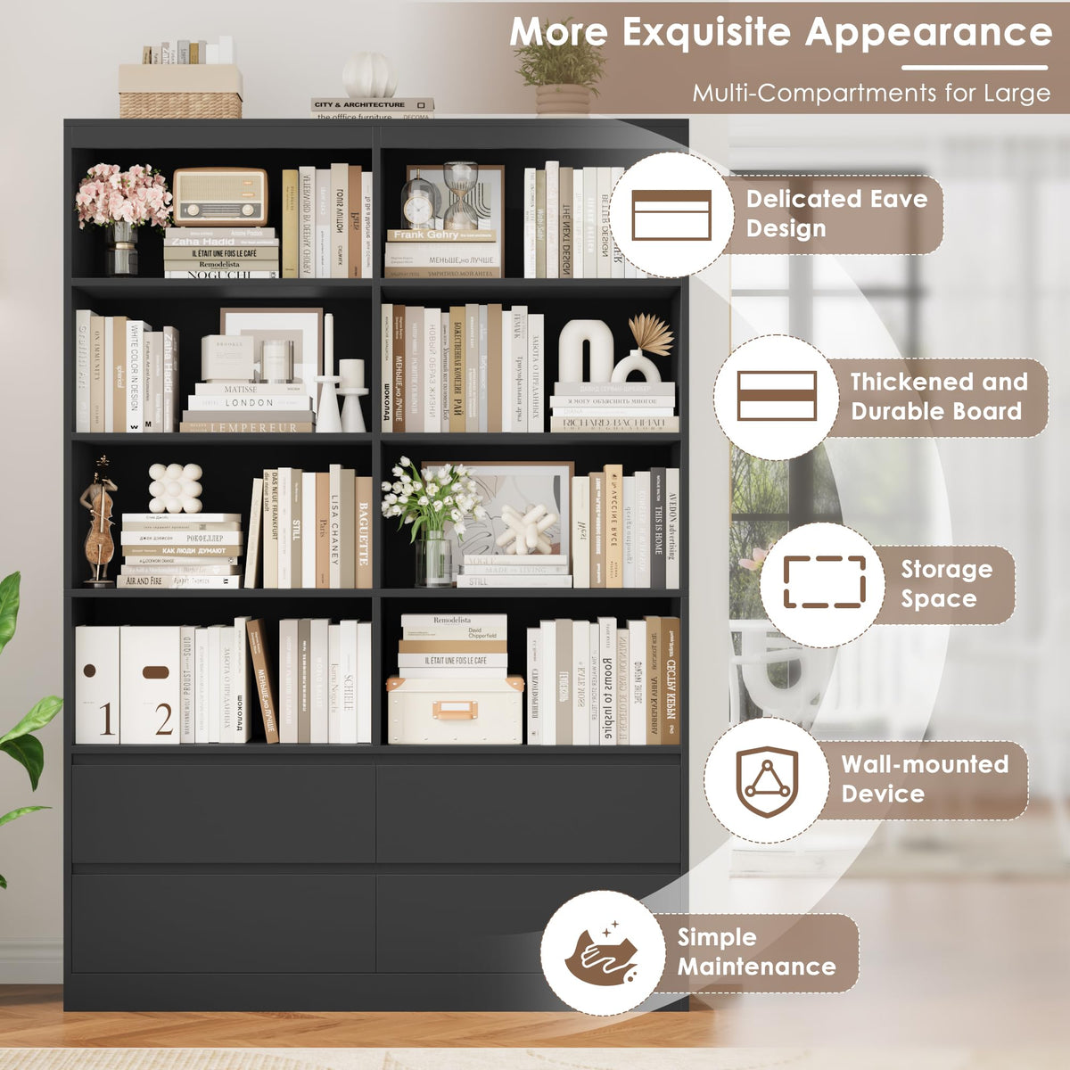 Black 4 Drawer Bookshelf F463589