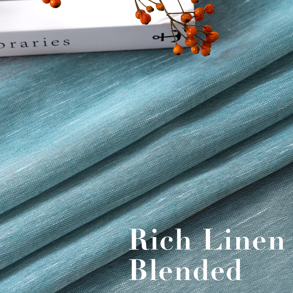 Natural Linen Curtain Panels Semi-Sheers Nickel Grommet Set of 2 Turquoise 52"W x 96"L G32493