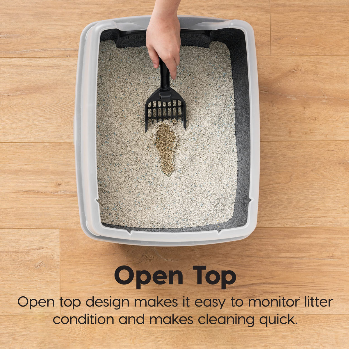 High Sided Cat Litter Box with Scatter Shield, Black M546