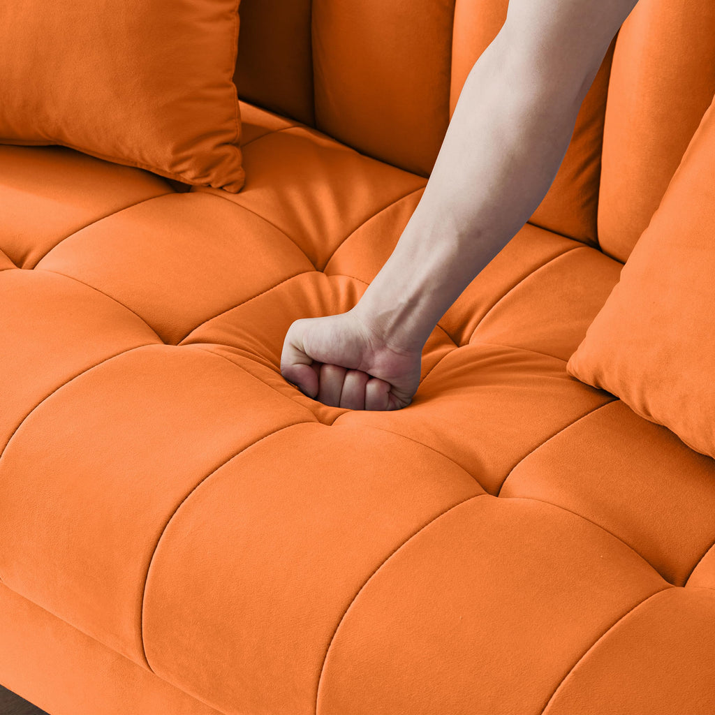Orange Velvet Tufted Loveseat Sofa G970917
