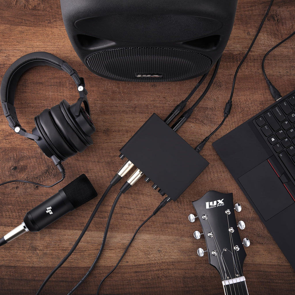 2x2 USB Audio Interface Recording Bundle with Condenser Mic, Headphones, Shockmount, XLR Cable N43028