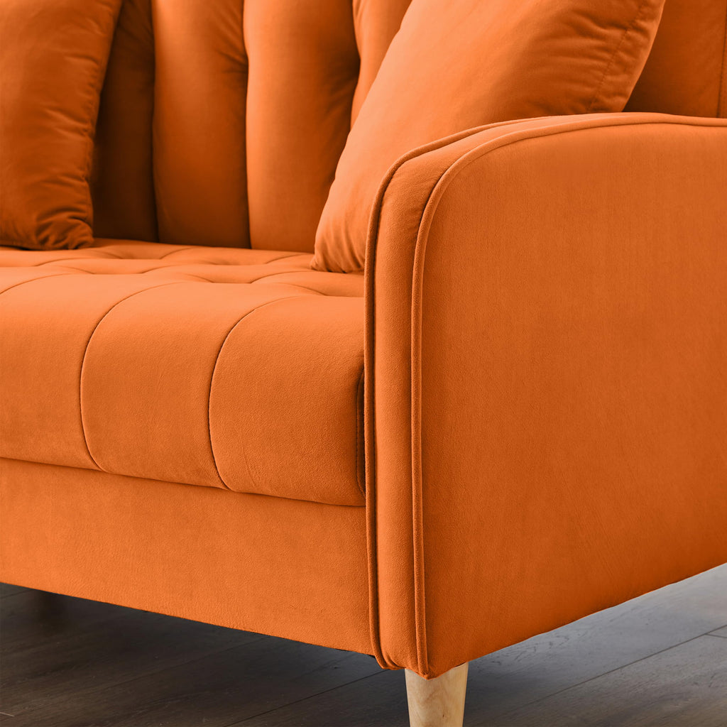Orange Velvet Tufted Loveseat Sofa G970917