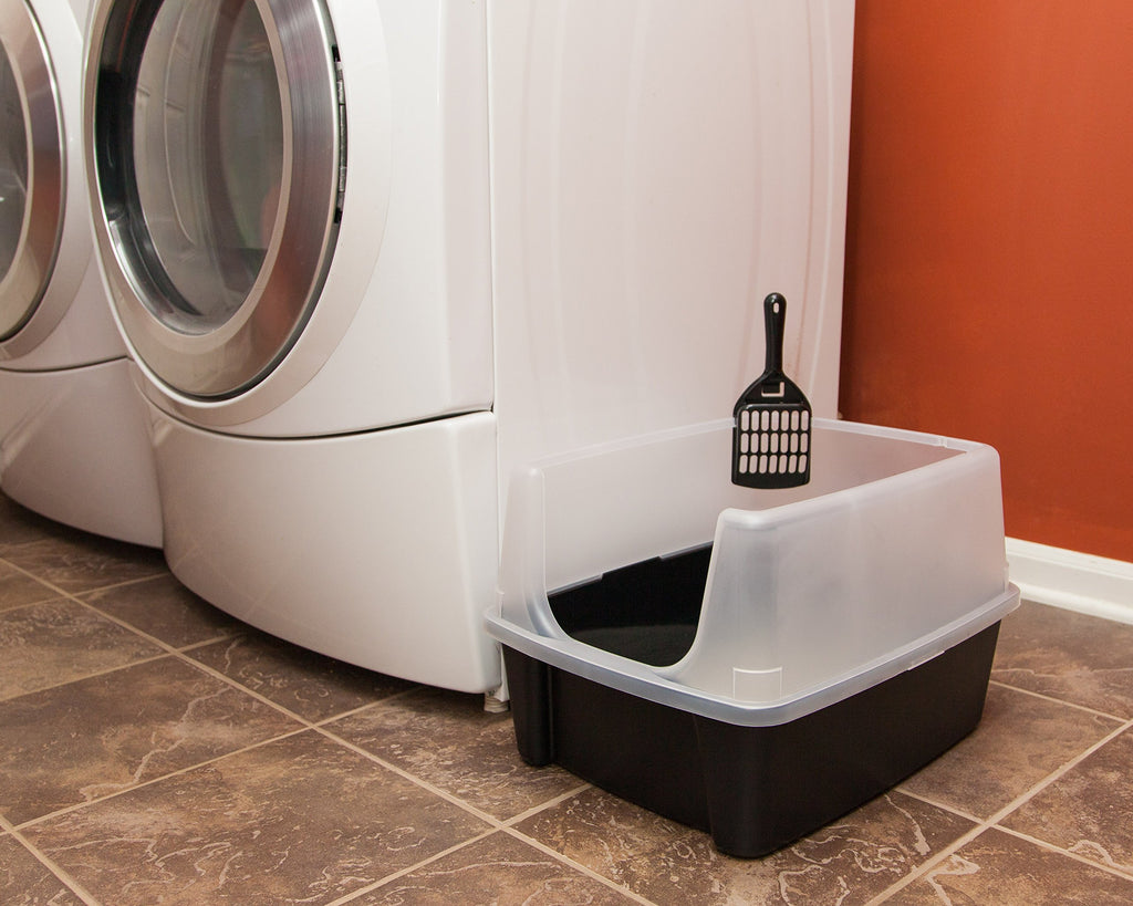 High Sided Cat Litter Box with Scatter Shield, Black M546