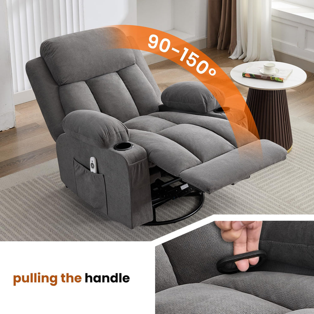 Swivel Rocker Recliner Chair with Massage and Heat X4089
