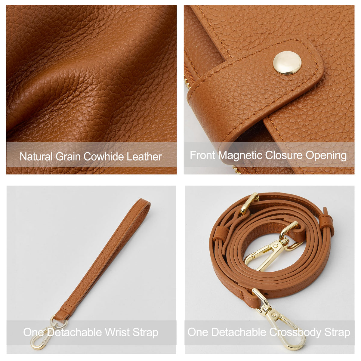 Small Leather Crossbody Wristlet Wallet and Phone Purse H9943
